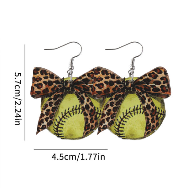 Wholesale Cross-border New Sports Style Baseball Softball Western Style Leopard Print Polo Dot Bow Pendant Earrings Acrylic Earrings
