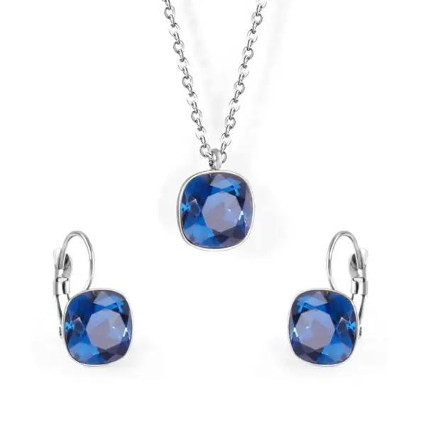 Wholesale Jewelry Fashion Geometric Stainless Steel Artificial Gemstones Earrings Necklace