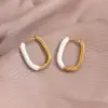 Wholesale PVD Coated Real Gold Plated U Shape 304 Stainless Steel Synthetic Resin IG Style Simple Style Waterproof Non Tarnish 304 Stainless Steel Earrings