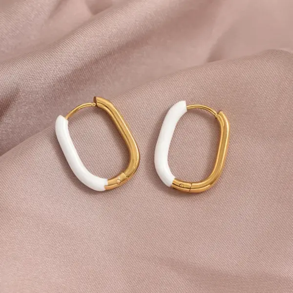 Wholesale PVD Coated Real Gold Plated U Shape 304 Stainless Steel Synthetic Resin IG Style Simple Style Waterproof Non Tarnish 304 Stainless Steel Earrings