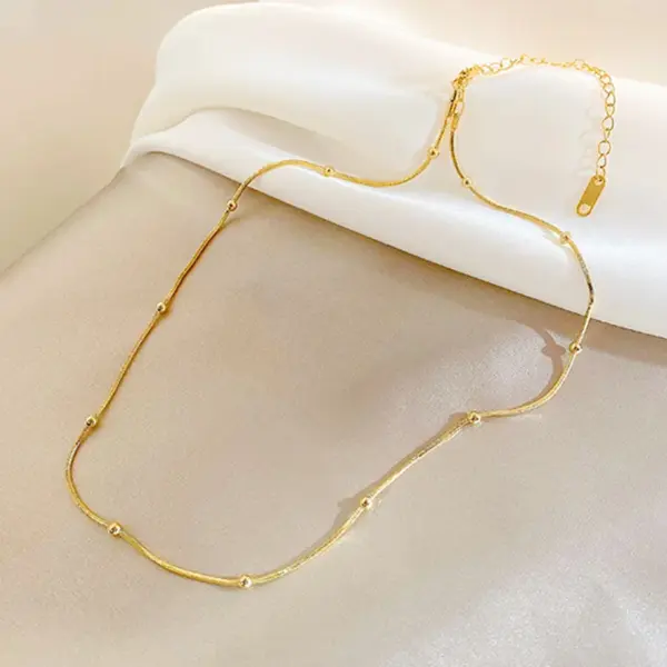 Real Gold Plated Solid Color 304 Stainless Steel Fashion Waterproof Non Tarnish Necklace
