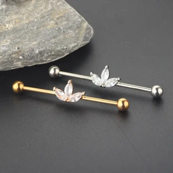 Wholesale Retro Flower Stainless Steel Plating Belly Ring 1 Piece