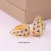 1 Pair Hip-Hop Luxurious Shiny Double Ring Inlay Copper Zircon 18K Gold Plated Earrings