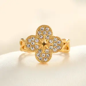 18K Real Gold Four-Leaf Clover / Adjustable Opening