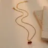 Wholesale 304 Stainless Steel Plastic Cherry Ion Plating (IP) 18K Gold Plated Sweet Simple Style Waterproof Non Tarnish Plating Regular Chain Pendant Necklace