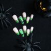 Wholesale Wm-276 Evil Ghost French Almond Fake Nail Pieces Halloween Green Big Eyed Monster French Vortex Wearable Nail Pieces