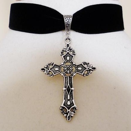 Wholesale Velvet Belt Cross Necklace Faith Bless Lucky Peace Cross Necklace Cross Border Jewelry