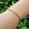 Fashion Geometric Copper 18K Gold Plated Zircon Twisted Rope Chain Bracelets In Bulk