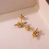 Wholesale 304 Stainless Steel Plastic Knot Ion Plating (IP) 18K Gold Plated Cute Classic Style Waterproof Non Tarnish Multicolor-Golden Yellow Ear Studs