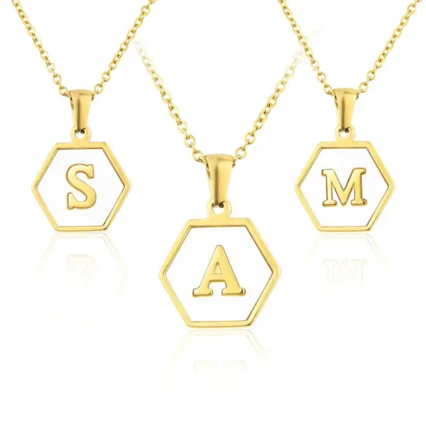Titanium Steel 18K Gold Plated Simple Style Plating Inlaid Shell Letter Shell Necklace