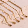 Wholesale 304 Stainless Steel Oval Solid Color PVD Coated 18K Real Gold Plated Simple Style Classic Style Waterproof Non Tarnish Plating Gold Bracelets