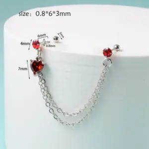 Style 3-Heart-Shaped Red Zirconium