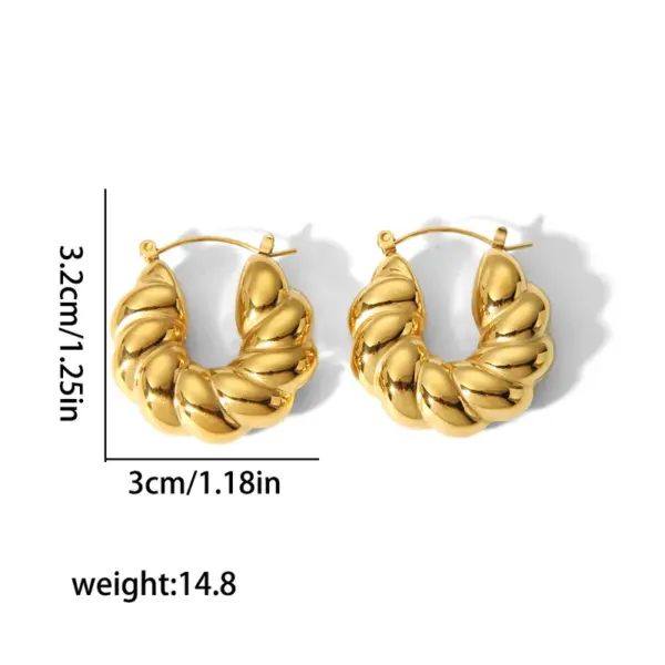Wholesale PVD Coated Real Gold Plated U Shape 304 Stainless Steel Simple Style Commute Waterproof Non Tarnish Earrings