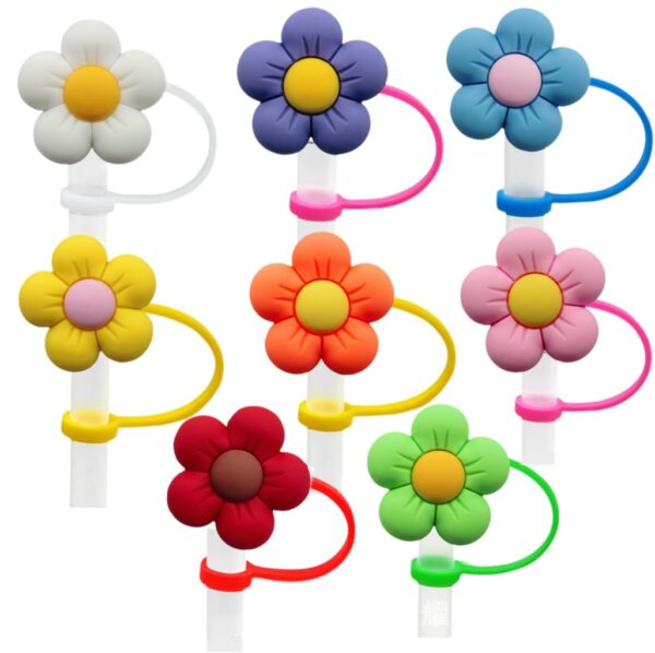 Wholesale Colorful Flower Series Straw Caps Creative DIY Straw Stoppers Reusable Straw Decorative Straw Covers