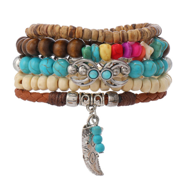 oly-3ee4218b0925cd34138f1449d46d8616 Wholesale Western Denim Style Turquoise Cattle Head Hat Multi-layer Storestring Bracelet Multi-piece Beaded Bracelet