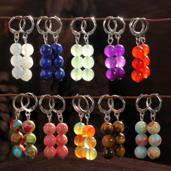 Wholesale Bohemian style natural stone earrings women's design sense niche color agate high sense earrings manufacturers