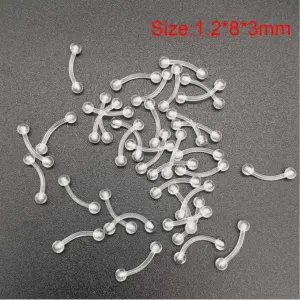 Eyebrow Pin 1.2*8*3mm Round Ball / Transparent