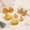 Wholesale Ion Plating (IP) 18K Gold Plated Starfish Shell 304 Stainless Steel Beach Waterproof Non Tarnish Rings Earrings