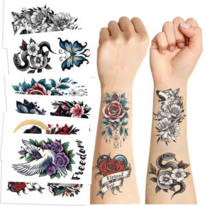Wholesale Cross-border New Cartoon Retro Flower Series Tattoo Sticker Waterproof Party Party Gift Funny Fun Face Sticker