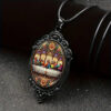 Wholesale Last Supper Pattern and Cross Pattern Black Frame Glass Necklace Romantic Gift Jewelry suit