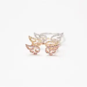 Full Diamond Wings Open Ring (Rose Gold)