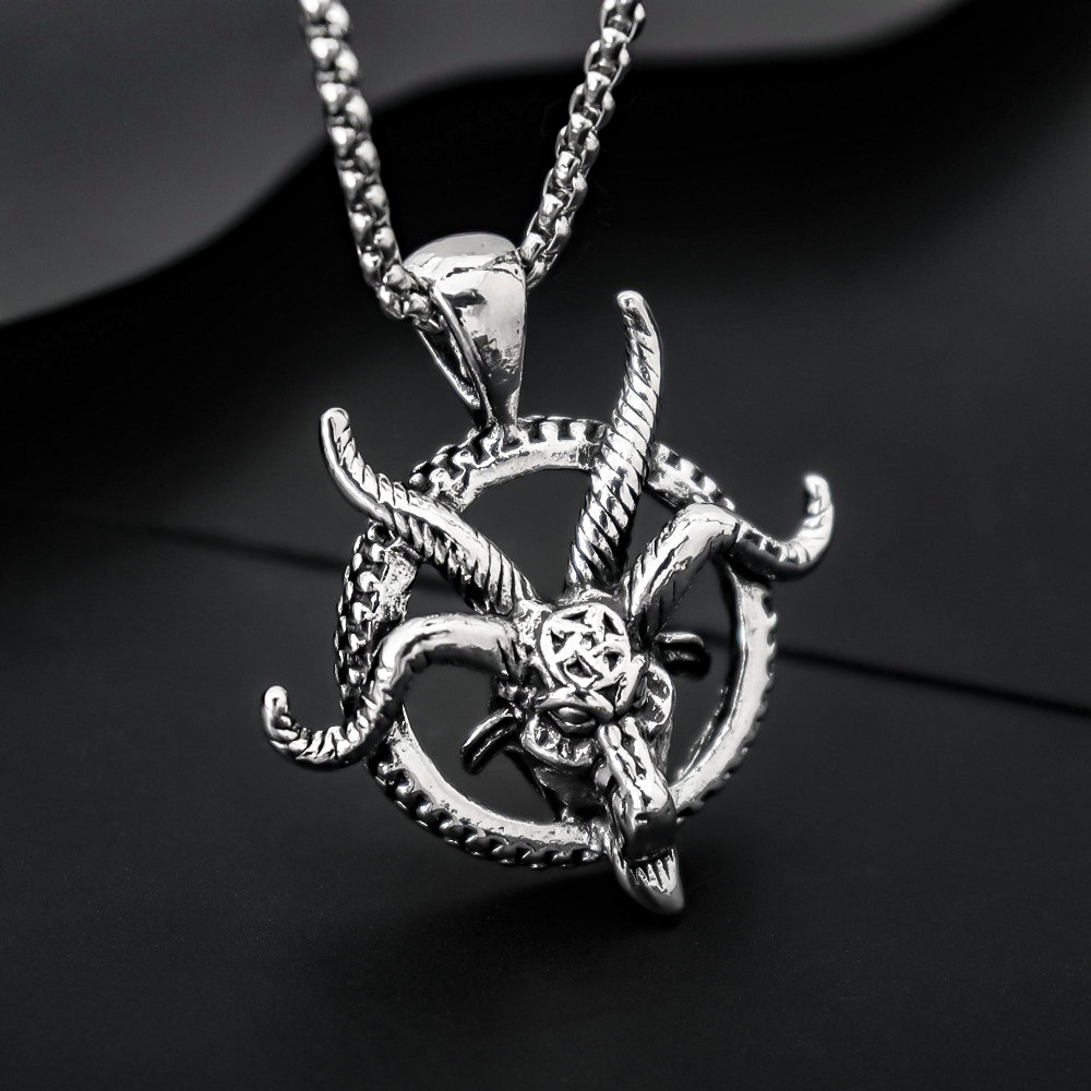 Wholesale Temu hot sale foreign trade jewelry European and American personality retro ram horn men's pendant necklace