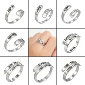 Wholesale PVD Coated 18K Gold Real Gold Plated Number 201 Stainless Steel Retro Waterproof Non Tarnish Open Ring