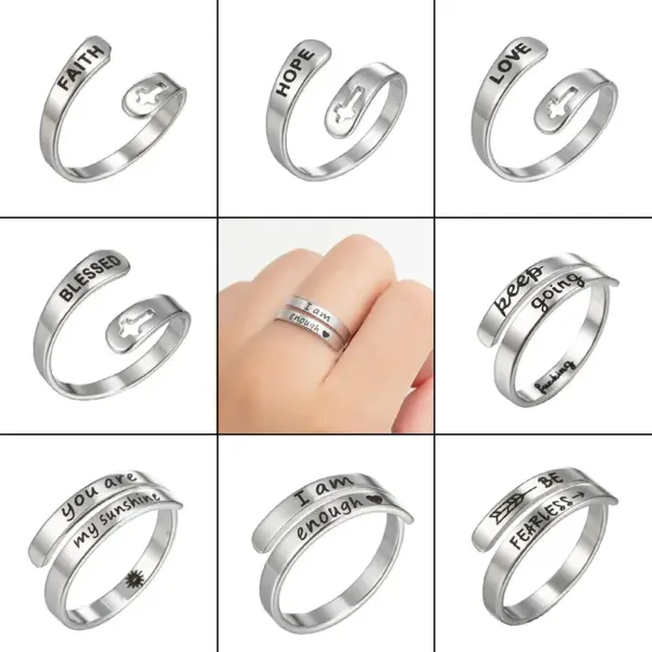 Wholesale PVD Coated 18K Gold Real Gold Plated Number 201 Stainless Steel Retro Waterproof Non Tarnish Open Ring