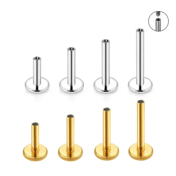 Wholesale 1 Piece 304 Stainless Steel Stone-Free Casual Hip-Hop Rock Ear Cartilage Rings & Studs T Shape Gold Steel Color Polishing Plating PVD Coated 18K Gold Plated Lip Rings Ear Cartilage Rings & Studs