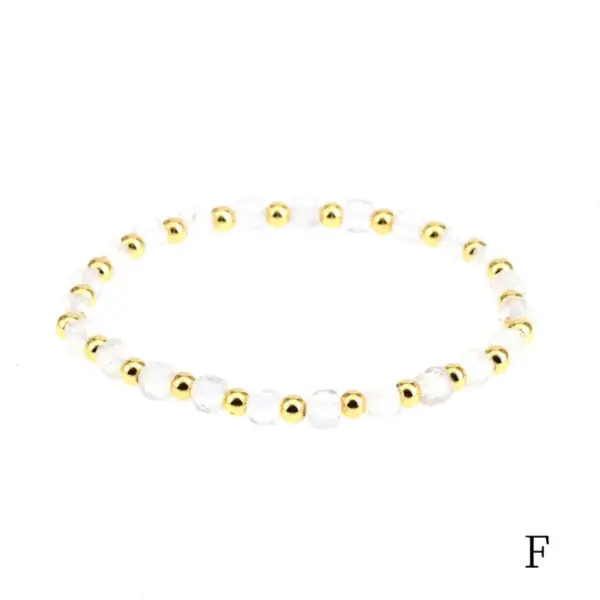 Wholesale Vintage Style Geometric Natural Stone Elastic String Golden Balls Woven Chain Bracelets In Bulk