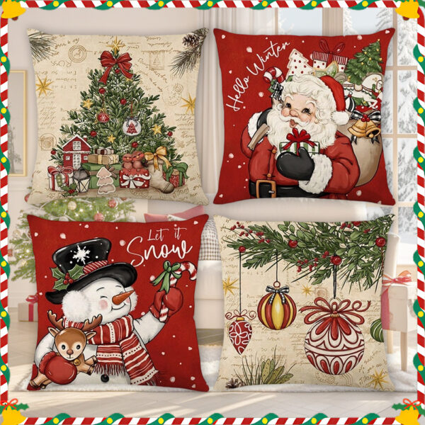 Wholesale Christmas series of cushion covers, Santa Claus and snowman holiday decorations, sofa cushion covers, linen pillowcases