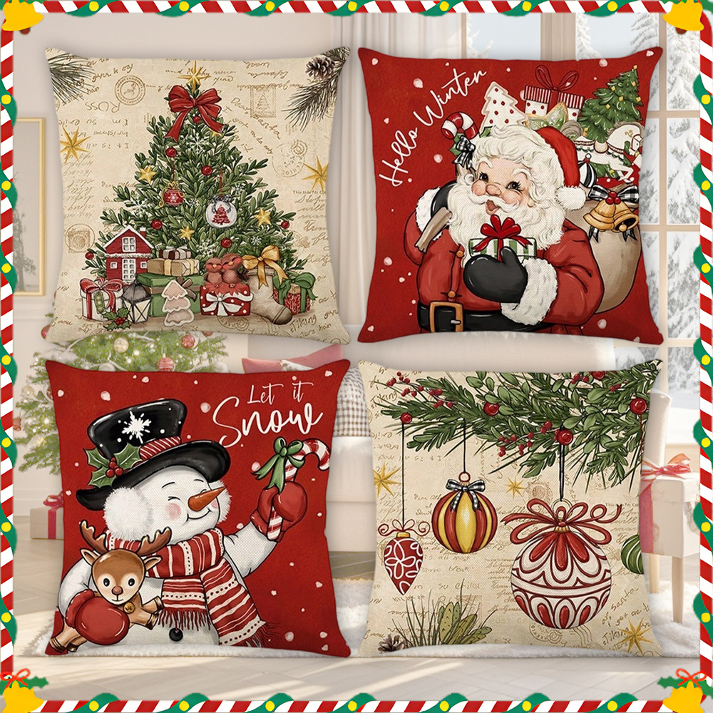 Wholesale Christmas series of cushion covers, and snowman holiday decorations, sofa cushion covers, linen pillowcases