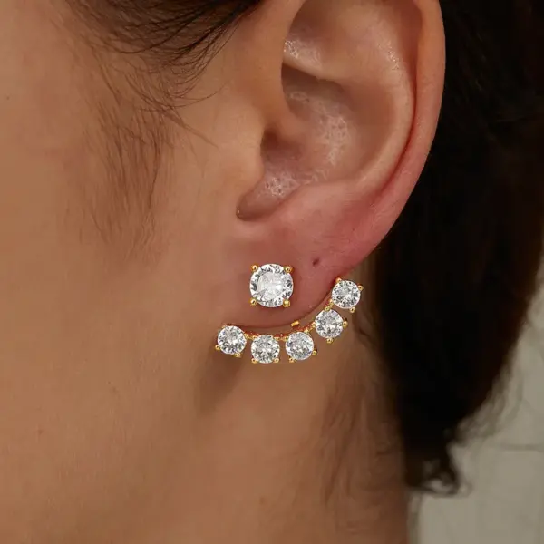 1 Pair Simple Style Shiny Anchor Plating Inlay 201 Stainless Steel Zircon 18K Gold Plated Ear Studs