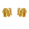 Wholesale 1 Pair Beach Commute Solid Color Frill Copper 18K Gold Plated Ear Studs