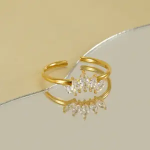 PVD Coated 18K Gold Plated Crown Stainless Steel Elegant Simple Style Waterproof Non Tarnish Open Rings