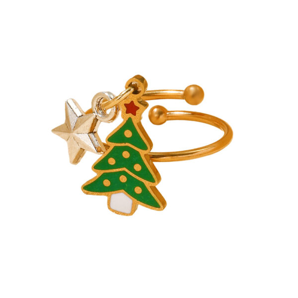 oly-3f0e8b019caabe07e5b186ab3924ff53 Wholesale Christmas series stainless steel open ring with cartoon snowman design, festive ring