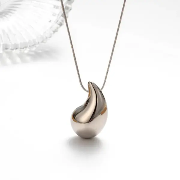 Wholesale PVD Coated Water Droplets 304 Stainless Steel French Style Simple Style Korean Style Waterproof Non Tarnish Earrings Necklace