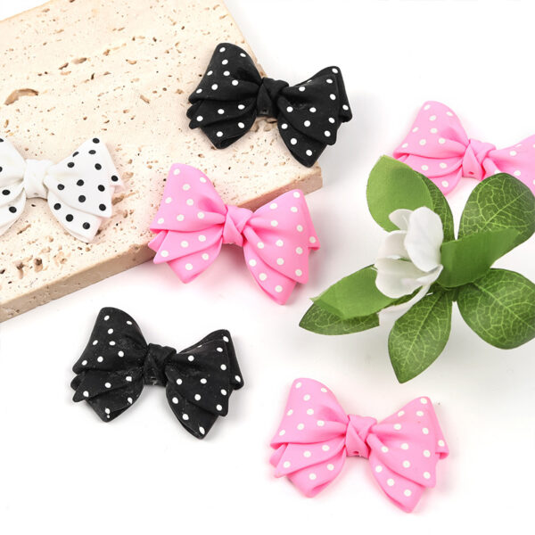 Wholesale Large Polka Dot Bow Straight Hole Beads