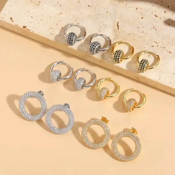 Wholesale 1 Pair Ig Style Circle Plating Inlay Copper Zircon 14k Gold Plated Earrings