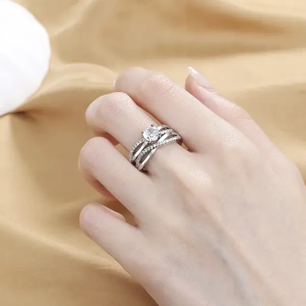 Wholesale Ig Style Round Copper Inlay Zircon Rings