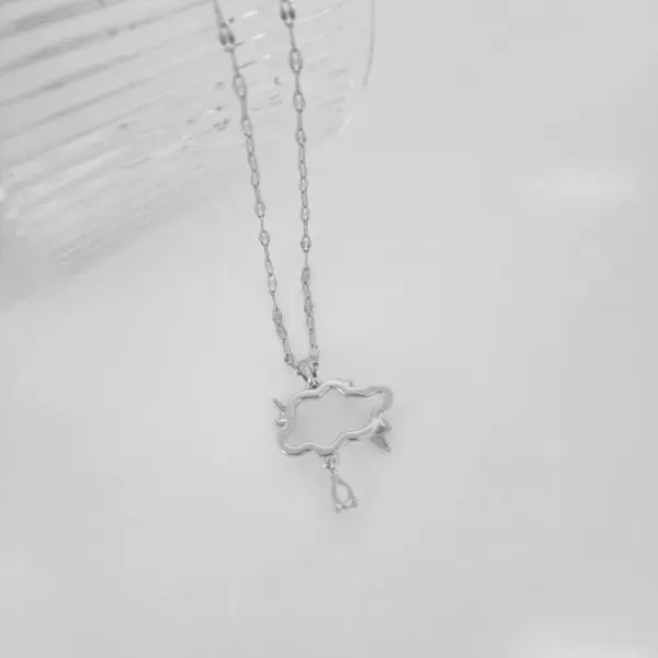 Wholesale 201 Stainless Steel Gold Plated Silver Plated Inlay Clouds Resin Zircon Pendant Necklace