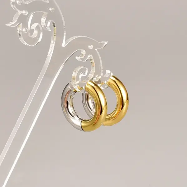 Wholesale 304 Stainless Steel Geometric PVD Coated No Inlaid 18K Real Gold Plated 18K Gold Korean Style Waterproof Non Tarnish Buckle Earrings
