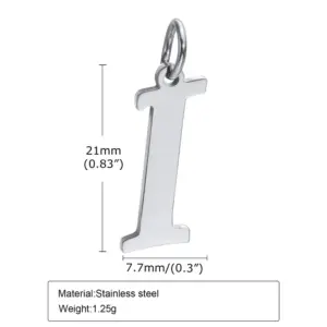 Steel Color (Single Pendant without Chain) / Letter I