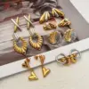 Wholesale Vintage Style Simple Style Geometric Heart Shape Mixed Metal 304 Stainless Steel 18K Gold Plated Ear Studs