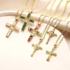Wholesale Ig Style Simple Style Cross Copper Plating Inlay Zircon Gold Plated Pendant Necklace