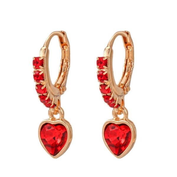 Wholesale Pair of Cute Fashion Eco-friendly Metal Alloy Diamond Peach Heart Pendant Earrings Valentine's Day Mother's Day Earrings Earrings