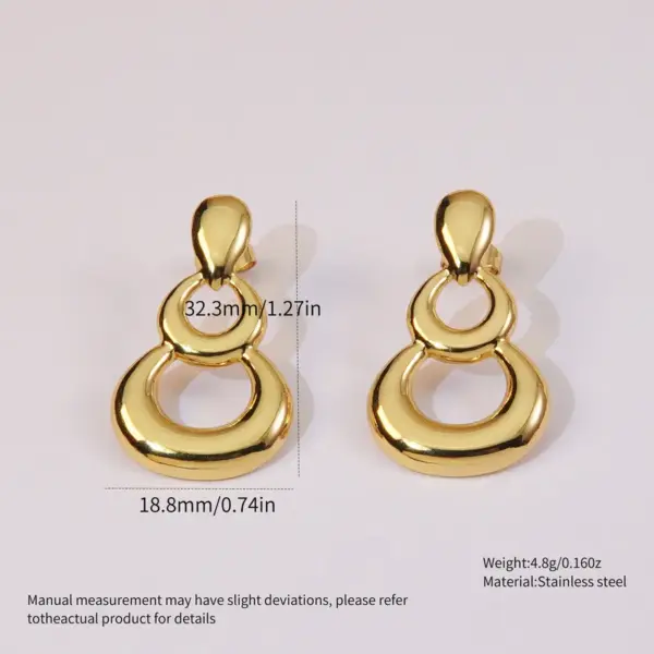 1 Pair Vintage Style Classic Style Circle 304 Stainless Steel Imitation Gold Electroplating Ear Studs