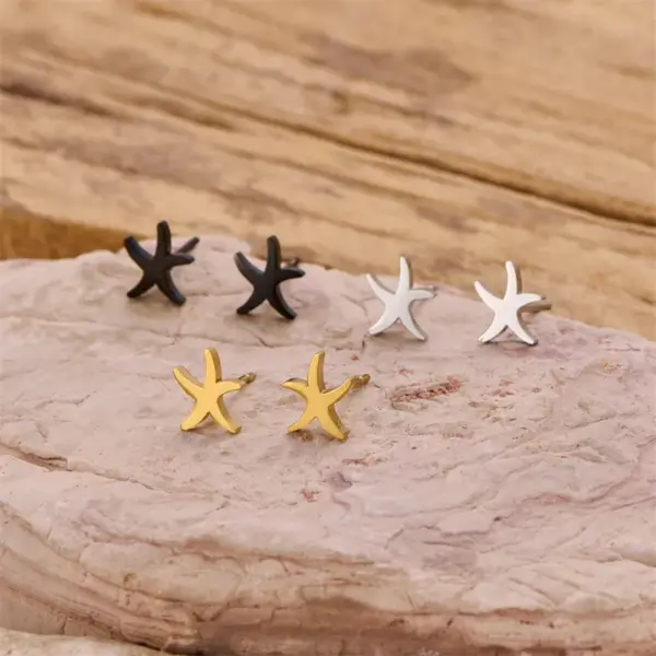 Wholesale PVD Coated 18K Gold Real Gold Plated Starfish 304 Stainless Steel Elegant Simple Style Classic Style Waterproof Non Tarnish Ear Studs