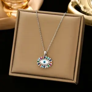 292 Devil's Eye Necklace-Silver Color