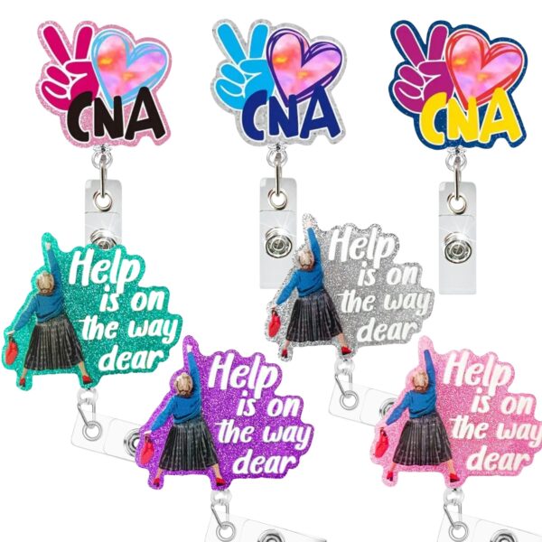 Wholesale Acrylic Shiny Fun Easy Pull Buckle Retractable CNA Medical Care Keychain Irregular badge ID Buckle Manufacturers